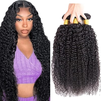 Haar Bundels - Kinky Krullen - Volume Creëren - Dubbele Machine Weft - 3 Bundels 56cm - Natuurlijk Zwart