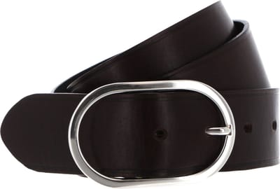 b.belt Leren Riem Lorena Silver Belt W100 Dunkel Braun Bruine