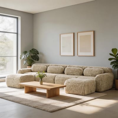 Komhtom - U-vormige modulaire bank - vrij te combineren en geen montage - van pluche stof met antislip onderkant - met kussens - ergonomische ondersteuning en zeer elastisch schuim - geschikt voor woonkamer - lichtkaki