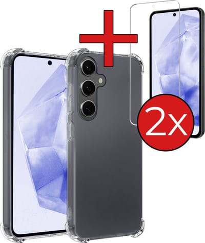 Hoesje - Met Screenprotector - 2 Stuks - Geschikt voor Samsung Galaxy A35 - Sterk & Shockproof - Back Cover - Siliconen Case - Telefoon Hoes - Shock Proof - Telefoonhoes - Transparant