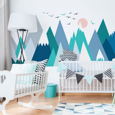Kinderstickers van Scandinavische bergen, ontwerp van Lolika, 100 x 150 cm