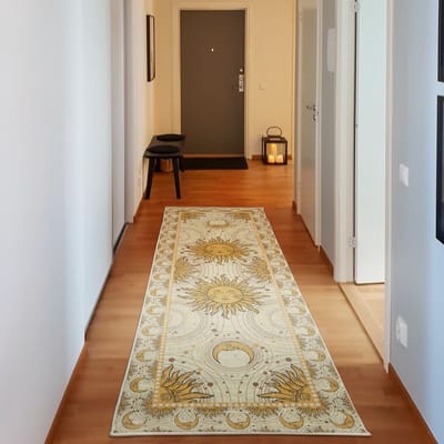 ABAKUHAUS Vloerkleed - Woonkamer Tapijt – 76 x 229 cm – aarde – zon en maan