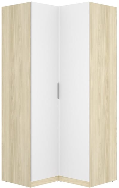 Vente-unique Hoekkast 2 deuren - B97 cm - Wit en licht naturel - KALONY