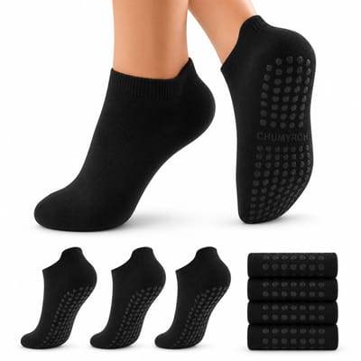 BOTC Antislipsokken - Pilates Sokken met Grip - Maat 35-42 - 3 Paar - Antislipgrippers voor Dames - Zwart