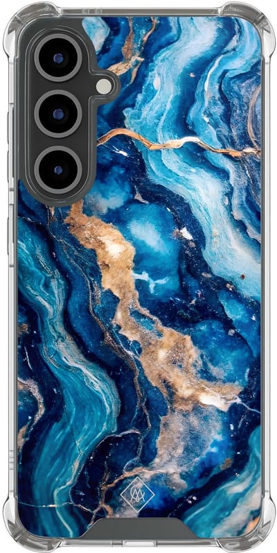Casimoda® hoesje - Geschikt voor Samsung Galaxy S24 FE - Ocean Marble - Shockproof case - Extra sterk - TPU/polycarbonaat - Blauw, Transparant