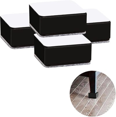 Zelfklevende Meubelverhoger van Koolstofstaal - 3 cm Verhoger voor Stoelen, Bedden en Tafels (4 Stuks, Vierkant, Zwart)