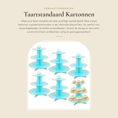Dailygoods- Cupcake-torenhouder 3-laags - Kartonnen Taartstandaard - Gouden Cupcake-displaystandaard - Verjaardagsfeestje - Bruiloft - Sterke en duurzame structuur