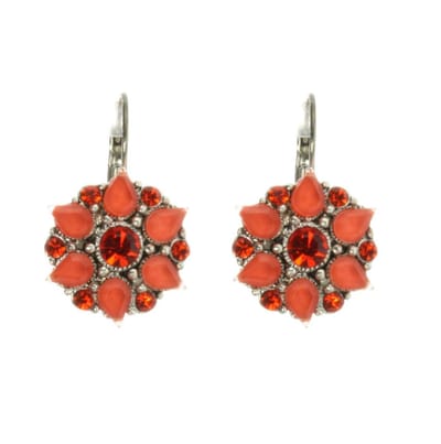 Behave - Oorstekers bloemvorm steentjes - Oranje rood - Retro look