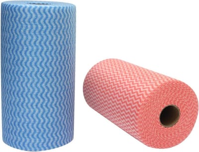 Herbruikbare schoonmaakdoekjes voor keuken en huishouden - Set van 2 rollen (Blauw en Rood)