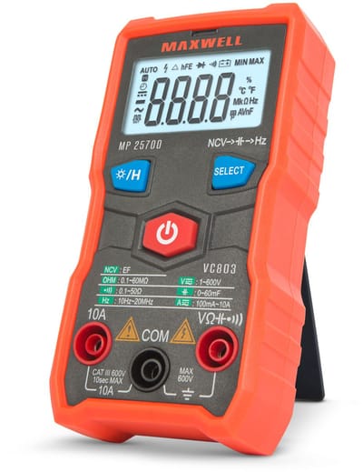 Automatische Digitale Multimeter - NCV Spanningsdetectie - Groot Verlicht Display - 9999 Count - Capaciteit- en Frequentiemeting - Zaklampfunctie - Inclusief Koffer & Meetpennen [25700]