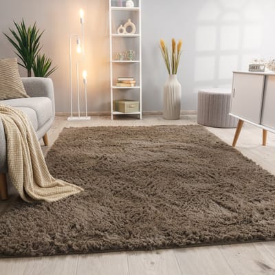Paco Home Hoogpolig Vloerkleed Woonkamer Vacht Imitatiebont Shaggy Wollig Eenkleurig 120 cm Rund