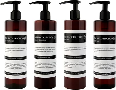 The Spa Collection Green Tea - 2-in-1 Hair & body wash + Conditioner + Handzeep + Body Lotion - 400 ml pompfles - Set van 4 Stuks