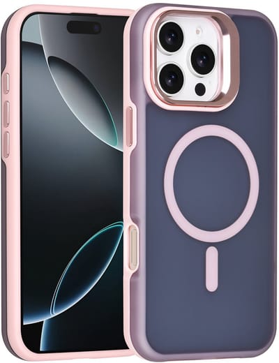 TUNIQ Back cover voor iPhone 16 Pro Max - MagSafe - Met Camera Stand - Roze