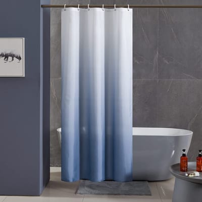 Dailygoody - Douchegordijn - Anti-schimmel - Waterdicht - Wit naar Donkerblauw - Polyester - 120x200 cm - Geschikt voor Badkamer