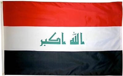 Scoby - Irak Vlag - Iraq Flag - Nationale Vlag - Country Flag - 90x150CM - Inclusief Bevestigingsringen - Rood Wit Zwart