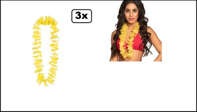 3x Hawai krans geel - hawai krans hawaii slinger kleur trouwen liefde feest love thema feest