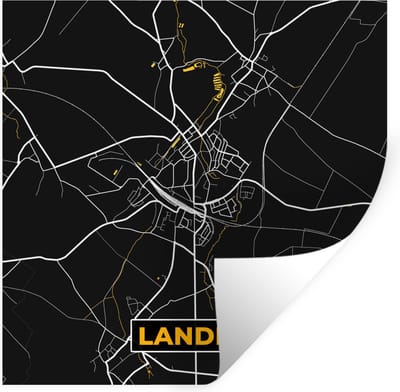 Muurstickers - Sticker Folie - Kaart - Plattegrond - Landen - Goud - Stadskaart - 100x100 cm - Plakfolie - Muurstickers Kinderkamer - Zelfklevend Behang XXL - Zelfklevend behangpapier - Stickerfolie