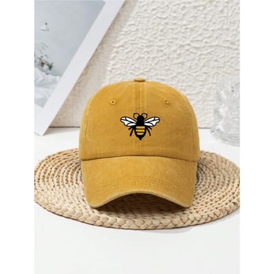 Baseballpetten met bijenprint voor dames en heren, geschikt voor dagelijks gebruik, modieus en veelzijdig, en bieden bescherming tegen de zon. (YELLOW,Adjustable) geel