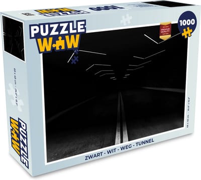 Puzzel Zwart - Wit - Weg - Tunnel - Legpuzzel - Puzzel 1000 stukjes volwassenen