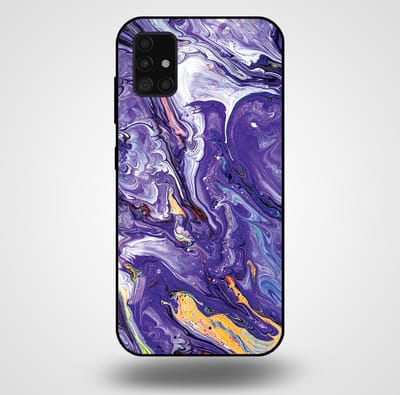 Smartphonica Telefoonhoesje voor Samsung Galaxy A51 met marmer opdruk - TPU backcover case marble design - Goud Paars geschikt voor Samsung Galaxy A51
