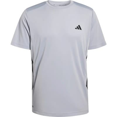 Adidas Performance Tech Essentials 3 Stripes Workout-T-Shirt - Heren - Grijs