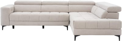 Vente-unique Elektrische relaxhoekbank met hoek rechts met schuivende zitting van beige stof MONISO