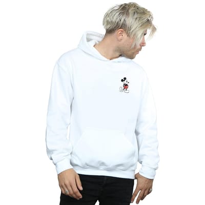Disney Heren Mickey Mouse Kickin Retro Chest Hoodie (Wit)