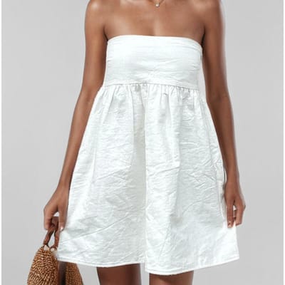 Nieuwe Dames Frisse Lieve Meisje Effen Kleur Strapless Mouwloos Hoge Taille Korte Jurk 2XL wit