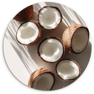 WallCircle® Wandcirkel 120x120 cm - Muurcirkel Kokosnoten - Bruin - Shaduw - Muurdecoratie woonkamer - Wanddecoratie slaapkamer - Kamer decoratie accessoires - Ronde schilderijen XXL