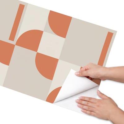 Coloray Meubel Wrap Folie - Beige Meubelfolie - 50x100 cm - Decoratiefolie Vintage vormen - Meubel Wrap Folie - Minimalist Meubelfolie - Plakfolie Meubels - Keuken decoratie - Geometrie