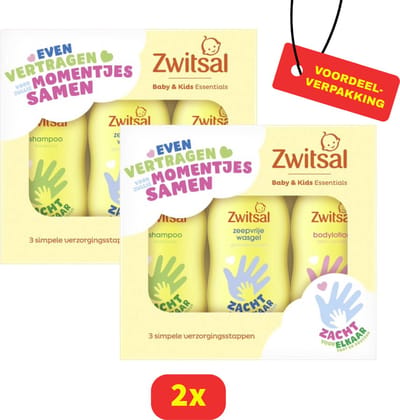 Zwitsal Essentials Kraamcadeau - Baby & Kids - huidvriendelijke pH en dermatologisch getest - 2x (3 x 200 ml) - Voordeelverpakking!