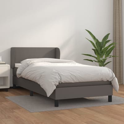 vidaXL - Boxspring - met - matras - kunstleer - grijs - 80x200 - cm