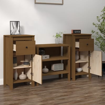 vidaXL - Dressoirs - 2 - st - 40x35x80 - cm - massief - grenenhout - honingbruin