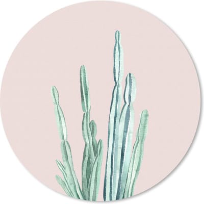 Muismat rond 20x20 cm - Mousepad Cactus - Vetplanten - Roze - Ronde muismatten