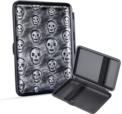 Sigarettendoosjes Zilvergrijs – 14 Sigaretten – Skull Design – PU Leder