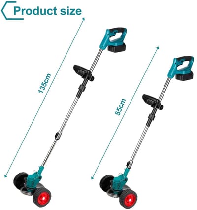 Casa Living Draadloze Grastrimmer - Bosmaaier - 1500W Borstelloze Motor - Telescopisch 100-135CM - 3 Kunststof Messen - 21V Accu