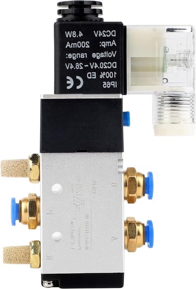 24V Pneumatische Solenoïde Ventiel 1/4 Inch 5-Weg 2 Posities met Connector en Geluiddemper voor Perslucht Systemen en Aluminium Gasregeling