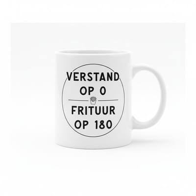 Verstand Op 0, Frituur Op 180 Mok – Grappige Nederlandse Tekst Koffiemok – 330 ml Keramische Mok