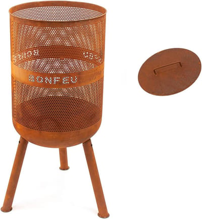 Brazier Bonfeu BonVes - Vuurkorf Tuinhaard - Ontspannen Avonden - Met Grillrooster - 45 x 45 x 100 cm - Roest