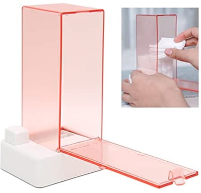 Ynkkvre - Wattepad-Box - Automatische Ausgabe - Hygienische Aufbewahrung Für 5 Cm X 6 Cm Wattepads Mit Rutschfester Unterseite - 1 Stk - Für Badezimmer Und Schlafzimmer In Pink-Transparent