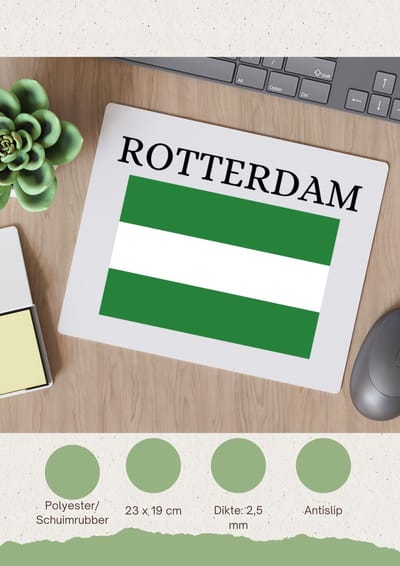 Akyol - rotterdam Muismat - Rotterdam - toeristen rotterdammers - groen wit groen vlag - cadeautje - kado - erasmusbrug - zuid holland - 23 bij 19 cm
