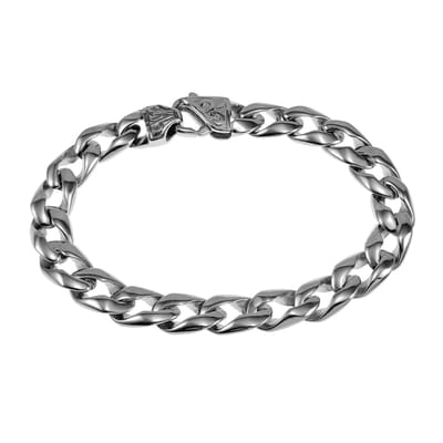 21cm x 10mm Armband Heren - Gepolist RVS - Cubaanse Schakelarmband met Leliebloem