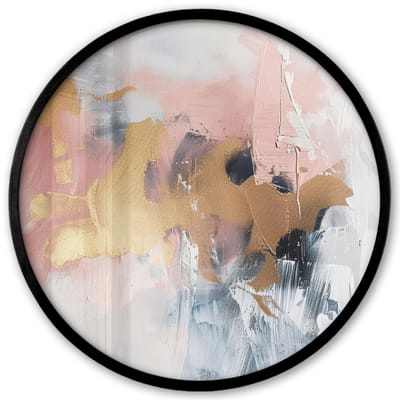 Poster in lijst Rond - Fotolijst 40x40 cm - Posters - Abstract - Pastel kleuren - Goud - Modern - Aesthetic - Ronde posterlijst zwart - Decoratie - Wanddecoratie woonkamer - Muurdecoratie slaapkamer