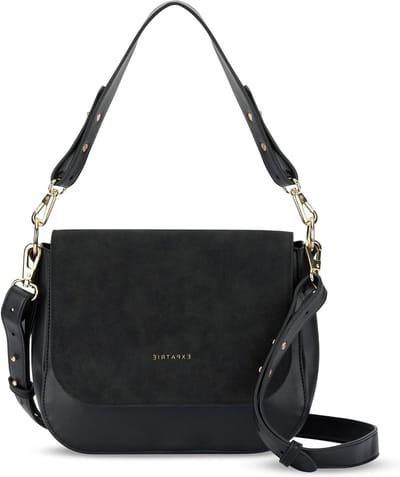 Schoudertas Dames - Handtas Crossbody - Dagelijks Gebruik - Vegan Leer - 25.5 cm - Zwart