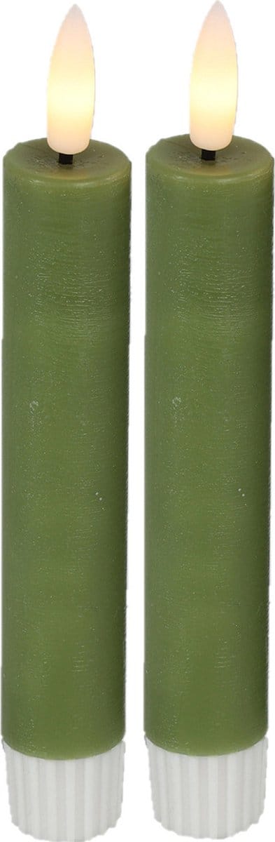 Countryfield Led dinerkaarsen - 2x st- groen -H15cm - afstandsbediening