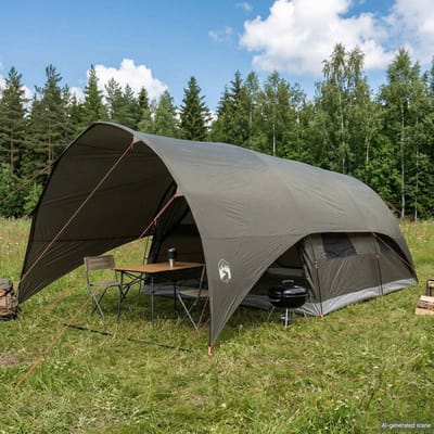vidaXL - Tunnel - Tent - met - Waterdichte - Regenhoes - 10-persoons - Leger - Groen