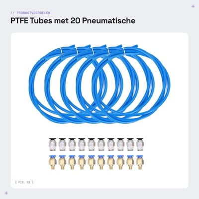 Dailygoods- PTFE Buizen 5 Stuks - 1 Meter - Inclusief 20 Pneumatische Fittingen - Geschikt voor 3D Printer - Roestvrij Staal - Duurzaam