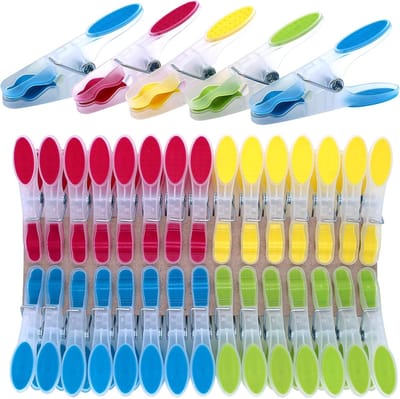 Wasknijpers Zonder Afdruk Kunststof, Weerbestendig en Kleurrijke Wasknijpers met Softgrip Clips voor Waslijn, Handdoek, Kleding, Sokken