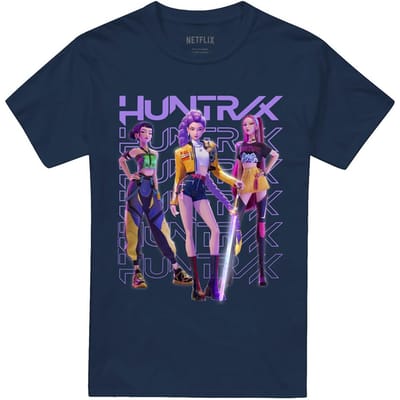 K-Pop Demon Hunters Unisex Volwassenen Huntr/X Groepspose T-shirt (Marineblauw)