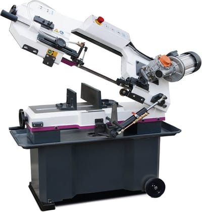 Mobiele metaalbandzaag 0-45° zaagcapaciteit rond 180 mm 0,75 kW 230V variabele snelheden koeling tandwieloverbrenging Optisaw